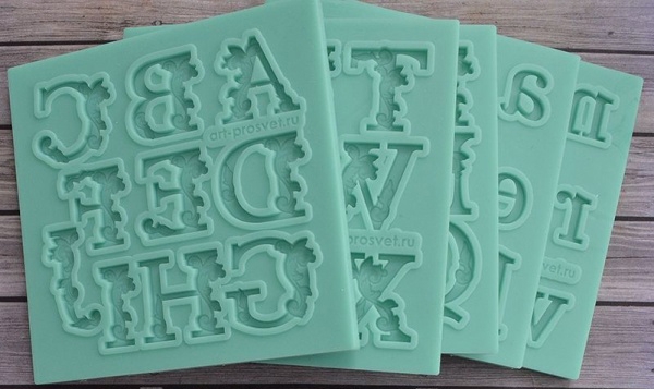 Silikonform - Buchstaben Floral / Gross und Klein